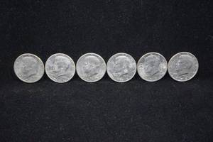 lot 137 image: 6 US Kennedy Half Dollar Coins