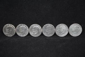 lot 138 image: 6 US Eisenhower Dollar Coins
