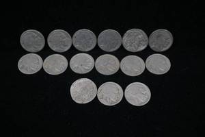 lot 140 image: 15 US Buffalo Nickel Coins - No Date