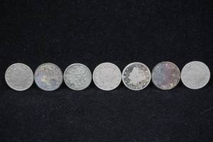 lot 141 image: 6 US Liberty Nickel Coins - Plus 1868 Shield Nickel