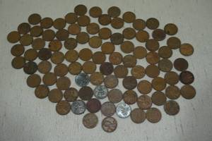 lot 145 image: US Wheat Pennies - Some Steel - Unsorted