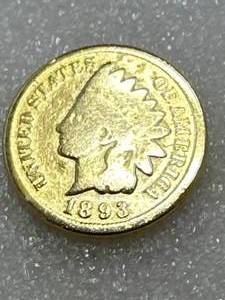 1893 Indian Head Penny Plated in 24kt Gold