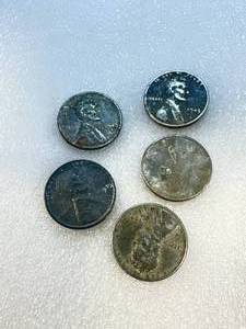 Lot of 5 1943 Steel Pennies