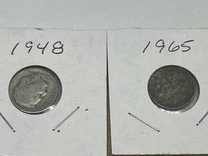 lot 34 image: Two Roosevelt Dimes - 1948 & 1965
