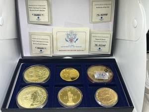 lot 41 image: Six Commemorative Coins - Gold Plated Variety Set