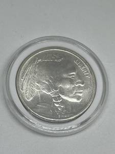 lot 53 image: One Troy Ounce .9999 Fine Silver (BuffaloIndian Head) Coin in Sealed Case