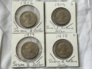 lot 91 image: Four Susan B Anthony Dollar Coins (Two 1979 & Two 1979-D)