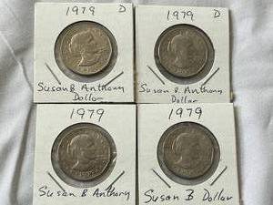 lot 92 image: Four Susan B Anthony Dollar Coins (Two 1979 & Two 1979-D)
