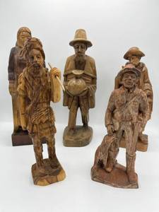 lot 116 image: Wonderful Vintage Hand-Carved Figurines from France and West Germany - Set of 5