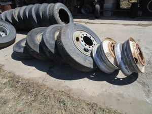 lot 44 image: (6) TruckTrailer Wheels (Tires Are Dry Rotted)