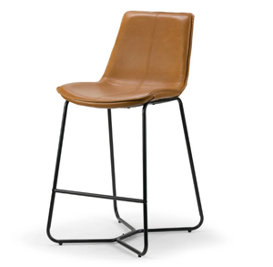 Amery Cappuccino Faux Leather and Iron Counter Stool (Set of 2) HY-9583-Cappuccino