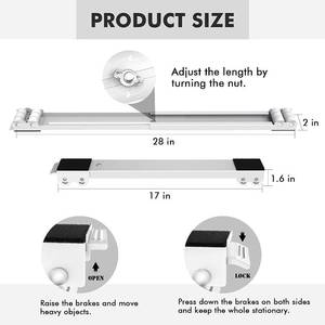 SPACEKEEPER Furniture Dolly Mobile Roller, Extendable Appliance Rollers Washing Machines, Refrigerators, Dryers, Dishwashers, White