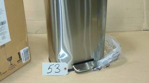 12 Liter  3.1 Gallon Soft-Close, Smude Resistant Small Trash Can with Foot Pedal - Brushed Stainless Steel, Satin Nickel Finish Dent