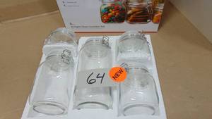 EatNeat 5-Piece Airtight Glass Kitchen Canisters with Glass Lids - Set of 5 Mason Jars for Food Storage, Organization, and Canning - Food Storage Containers that Hold 68, 51, 34, 27, and 17 Ounces 046728710630