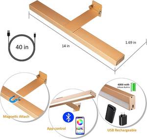 3 Pack MIOBLUE Rechargeable Picture Light, Battery Painting Light Display Lamp with APP Music Sync Multi Dynamic Modes Dartboard Light, Timer Artwork Light for Frame Portrait, Metal Body