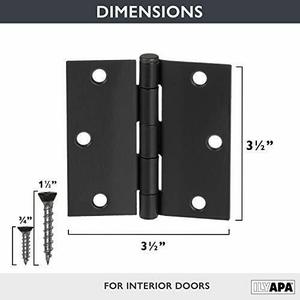 Ilyapa 18 Pack Black Door Hinges - 3.5 x 3.5 Inch Squared Flat Black