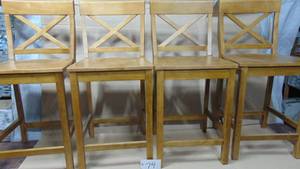 Set of 4 StyleWell  Cedarville Patina Oak Finish Counter Stools with Cross Back