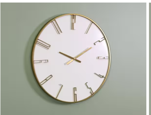 Stratton Home Decor  31.5 in. White Modern Miles Wall Clock Model #  S44767  UPC Code #  747713006072