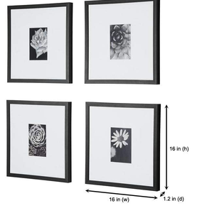 StyleWell Black Frame with White Matte Gallery Wall Picture Frames (Set of 4) 843440109649