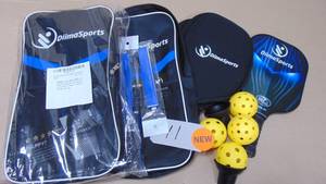 2 Full sets with bags Diima sports Diimasports Pickleball Paddles, Fiberglass Surface  USAPA Approved  Paddle Set of 2, 4  Balls, 2 Retrievers,  l Bag,