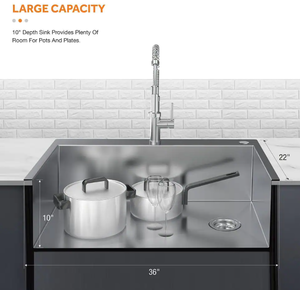 Zero Radius Drop-InUndermount 16G Stainless Steel 36 in. 2-Hole Single Bowl Kitchen Sink with Accessories Model #  FSDZ3622A1ACC  UPC Code #  8936084971177