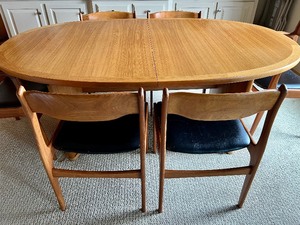 Danish Mid Century Modern Dining Room Table and Chairs