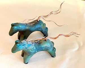 Pair of Raku Pottery Horse Figurines