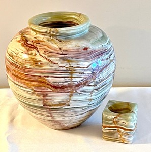 Beautiful Onyx Vase and Candle Holder