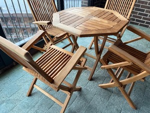 Vintage Teak Folding Table and Chairs Set