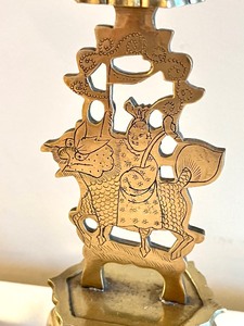 Pair of Brass Chinese Candle Holders
