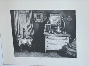 Framed Restrike Lithograph, Grandmas Parlor by Wanga Gag