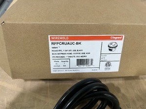 LEGRAND ROUND FPC, 1 OUTLET, 1 USB ELECTRICAL CONNECTION  MODEL RFPCRUAAC-BK