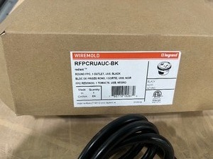 LEGRAND ROUND FPC, 1 OUTLET, 1 USB ELECTRICAL CONNECTION  MODEL RFPCRUAAC-BK