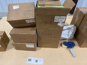 12,000 GREEN LABELS 4 X 11 TT PERF & HORIZONTAL FACE SPLIT  8 FANFOLD