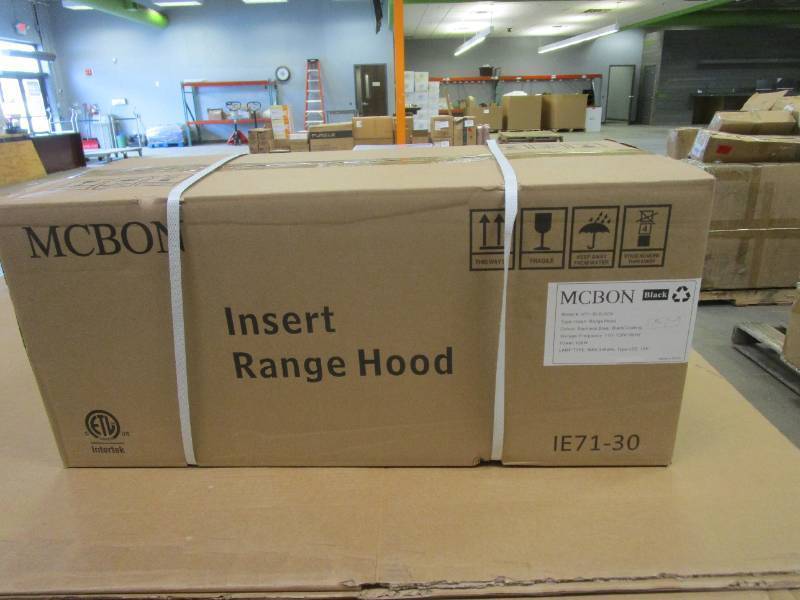 MCBON Range Hood Insert 30 Inch, 600 CFM Range Hood Insert, Vent Hood Insert, DuctedDuctless Convertible Range Hood, Stainless Steel Range Hood, Black Insert Range Hood 30 Inch, IE71-BLACK-30