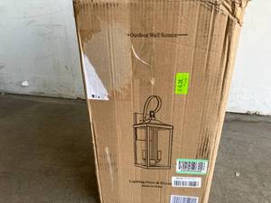 lot 30 image: Lighting Deco & Beyond 2-Light Black with Gold Accent Outdoor Wall Sconce