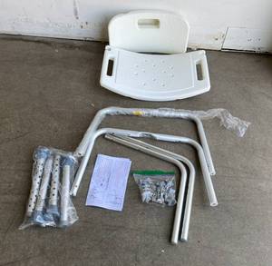 lot 31 image: Vaunn Medical Tool-Free Assembly Spa Bathtub Adjustable Shower Chair Seat Bench with Removable Back