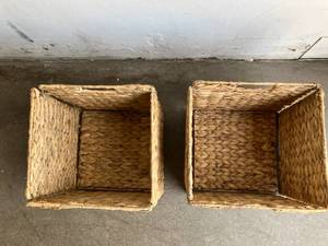 lot 51 image: Set of Two Foldable Banana Leaf Woven Baskets