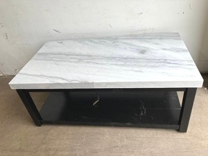 lot 68 image: Picket House Furnishings Evie White Marble Rectangle 48 in. Coffee Table