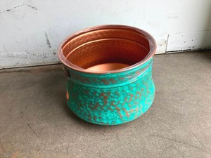lot 73 image: Liberty Garden Patina Steel Hose Pot