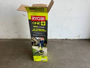 lot 96 image: Ryobi ONE 18V 12 in. Cordless Battery String Trimmer with 2.0 Ah Battery and Charger