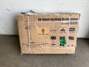 lot 111 image: Omnizone Powder Coated Matte Black Single Mount Electric Sit-Stand Workstation