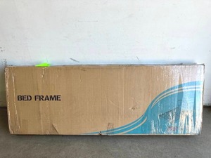 lot 119 image: VECELO Premium Blue Upholstered Queen Size Platform Bed Frame