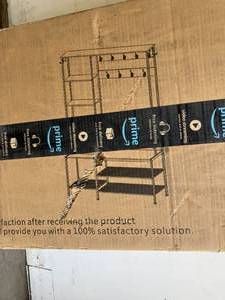 lot 122 image: Aheaplus Black Coat RackHall Tree with shelves, Fabric Storage Basket & Side Hooks