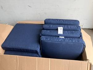 lot 139 image: Lot of Four Arden Selections 2-Piece Sapphire Leala Texture Square Outdoor Seat Cushions