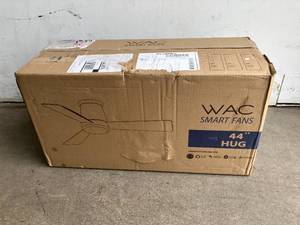 lot 147 image: WAC Lighting Hug 44 in. 3000K Integrated LED IndoorOutdoor Matte White Smart Compatible Ceiling Fan with Light Kit and Remote