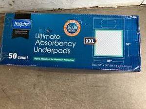 lot 150 image: Inspire Ultra 125 Gram Extra Large 36 x 36 in. Super Absorbent Bed Pads