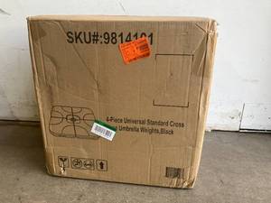 lot 160 image: Westin Outdoor 4-Piece Universal Standard Cross Patio Umbrella Base in Black