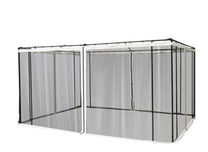 lot 197 image: Outsunny Replacement Mesh Mosquito Netting Screen Walls for 10 ft. x 13 ft. Patio Gazebo -  4-Panel Sidewalls with Zippers