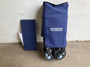 lot 220 image: Vivosun 2.5 cu.ft. Collapsible Fabric Garden Cart with Universal Wheels and Adjustable Handle in Blue